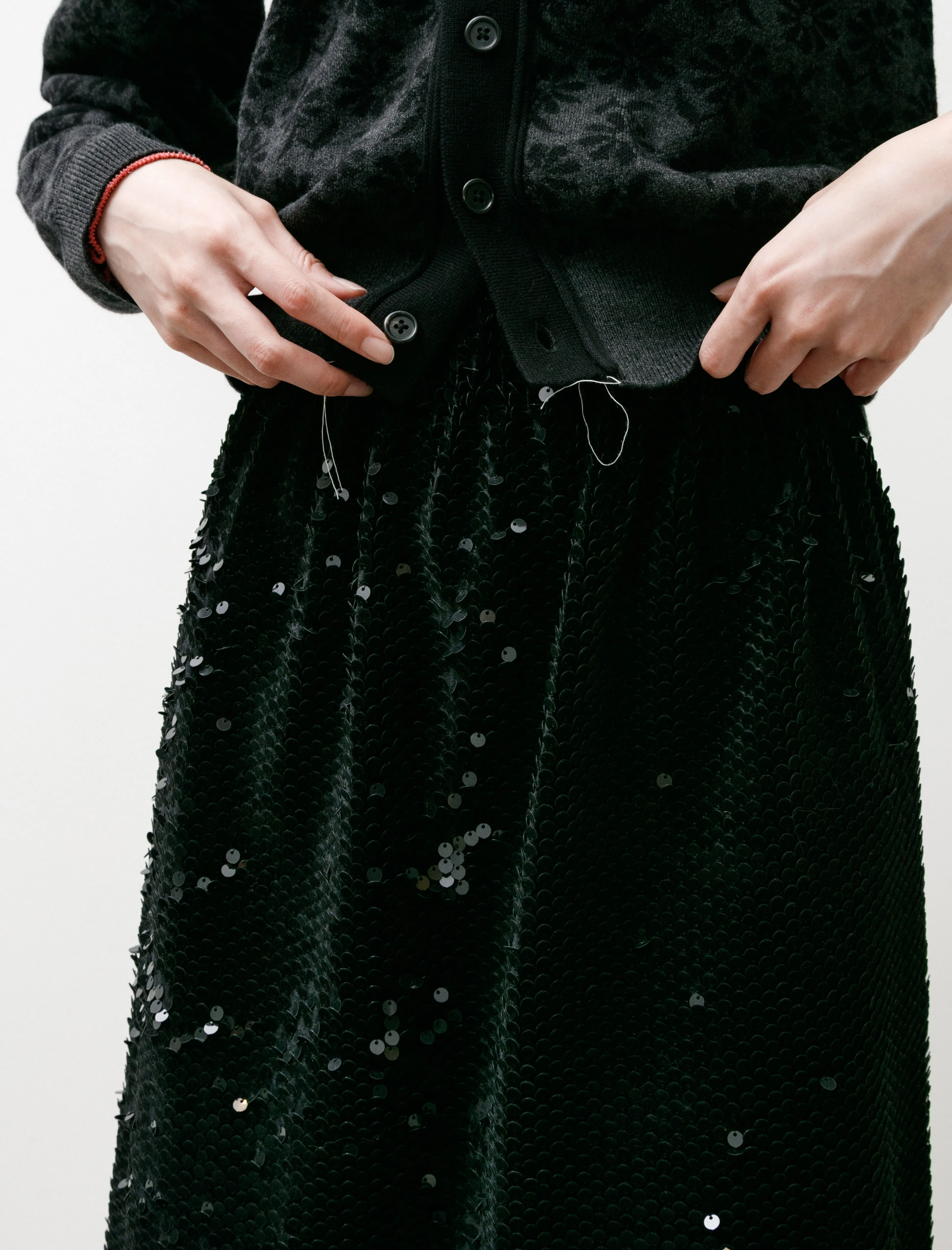 Glitter Skirt Velvet Backed Sequins Black