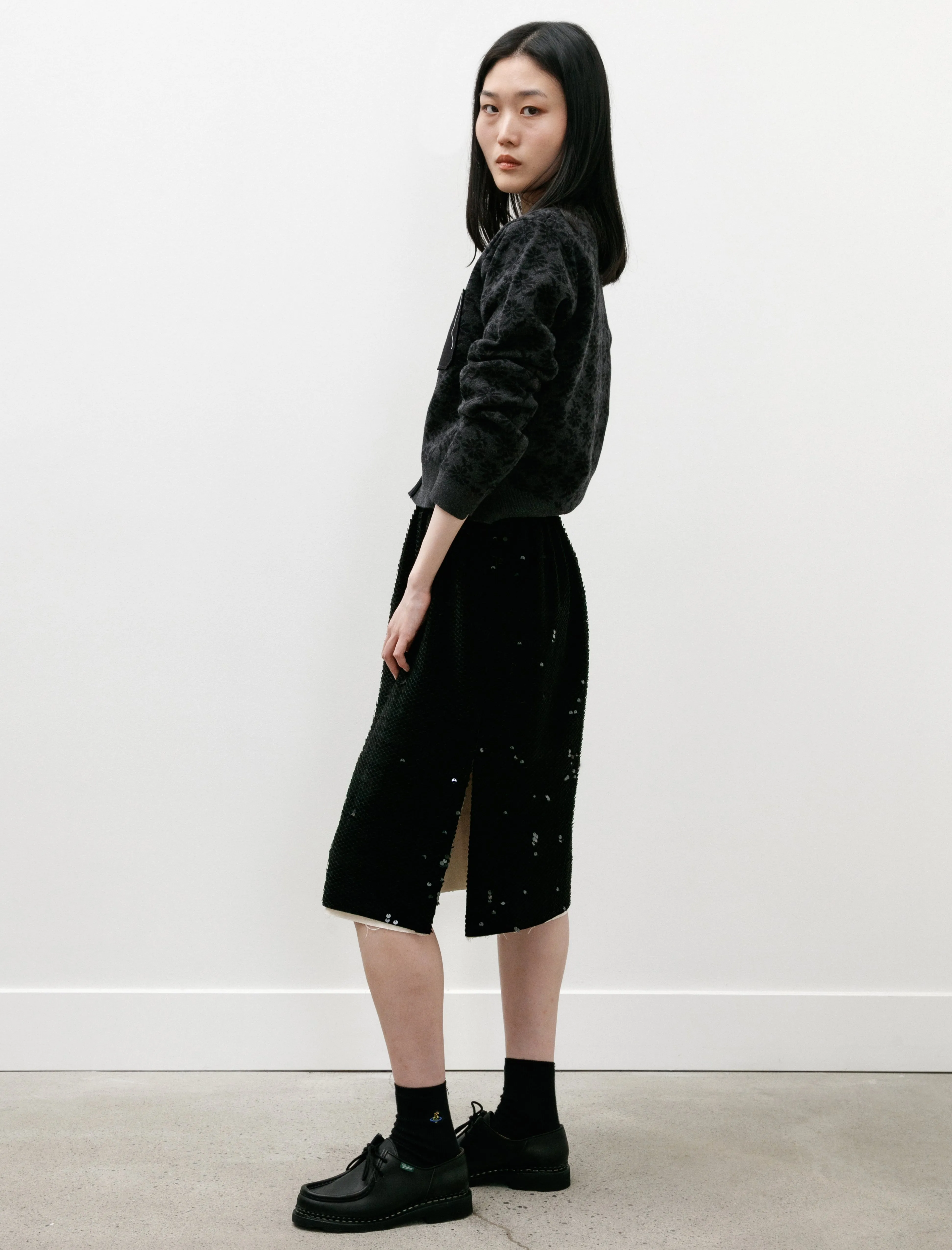 Glitter Skirt Velvet Backed Sequins Black