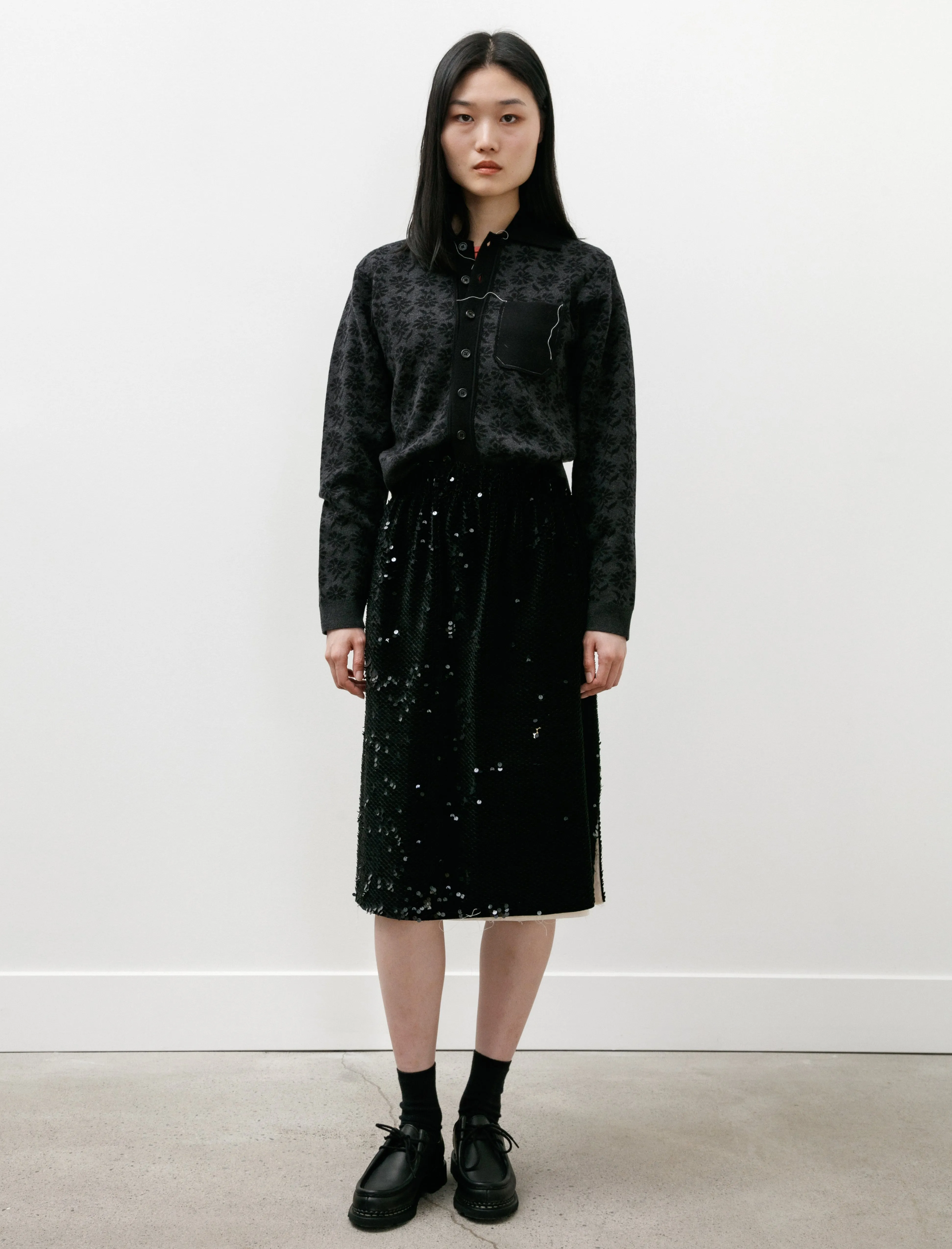 Glitter Skirt Velvet Backed Sequins Black