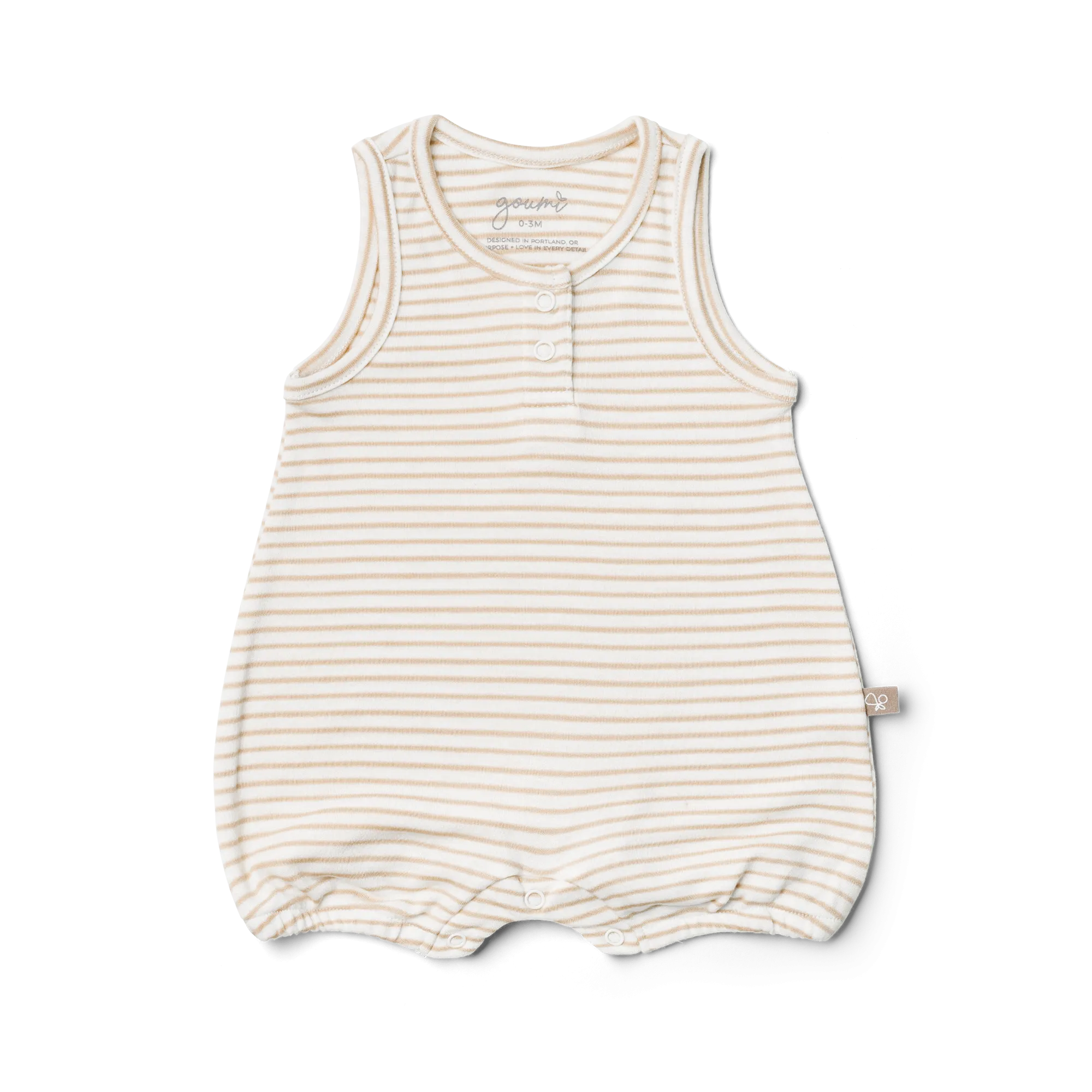 goumikids - Viscose Organic Cotton Romper - Dune Stripe 0-3 months