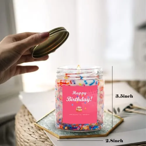 Happy Birthday Candles,Birthday Gifts for Women Friendship, Unique Best Friend,Vanilla Scent with Sprinkles Cute，A