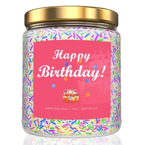 Happy Birthday Candles,Birthday Gifts for Women Friendship, Unique Best Friend,Vanilla Scent with Sprinkles Cute，A