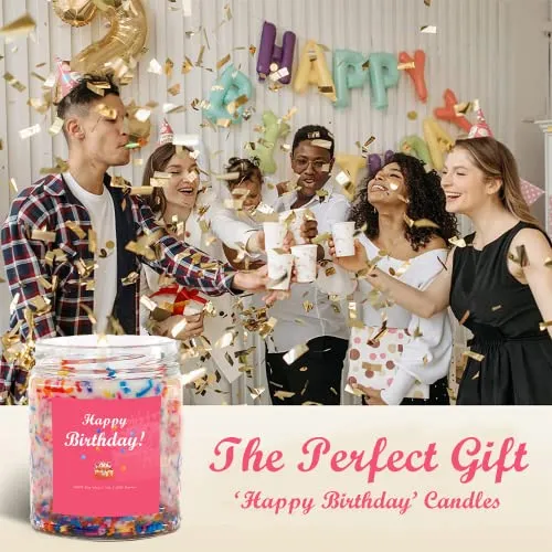 Happy Birthday Candles,Birthday Gifts for Women Friendship, Unique Best Friend,Vanilla Scent with Sprinkles Cute，A