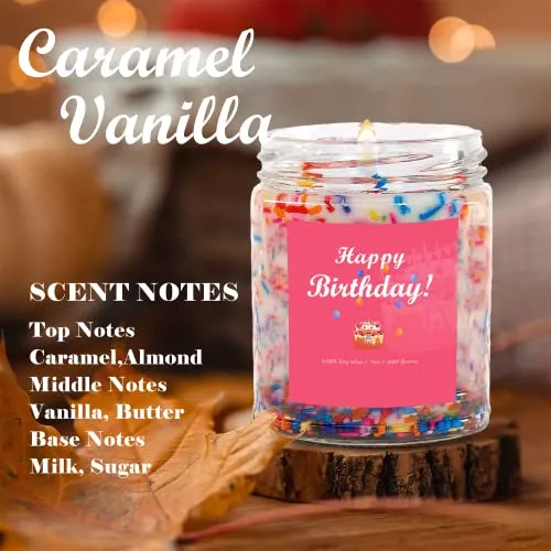 Happy Birthday Candles,Birthday Gifts for Women Friendship, Unique Best Friend,Vanilla Scent with Sprinkles Cute，A