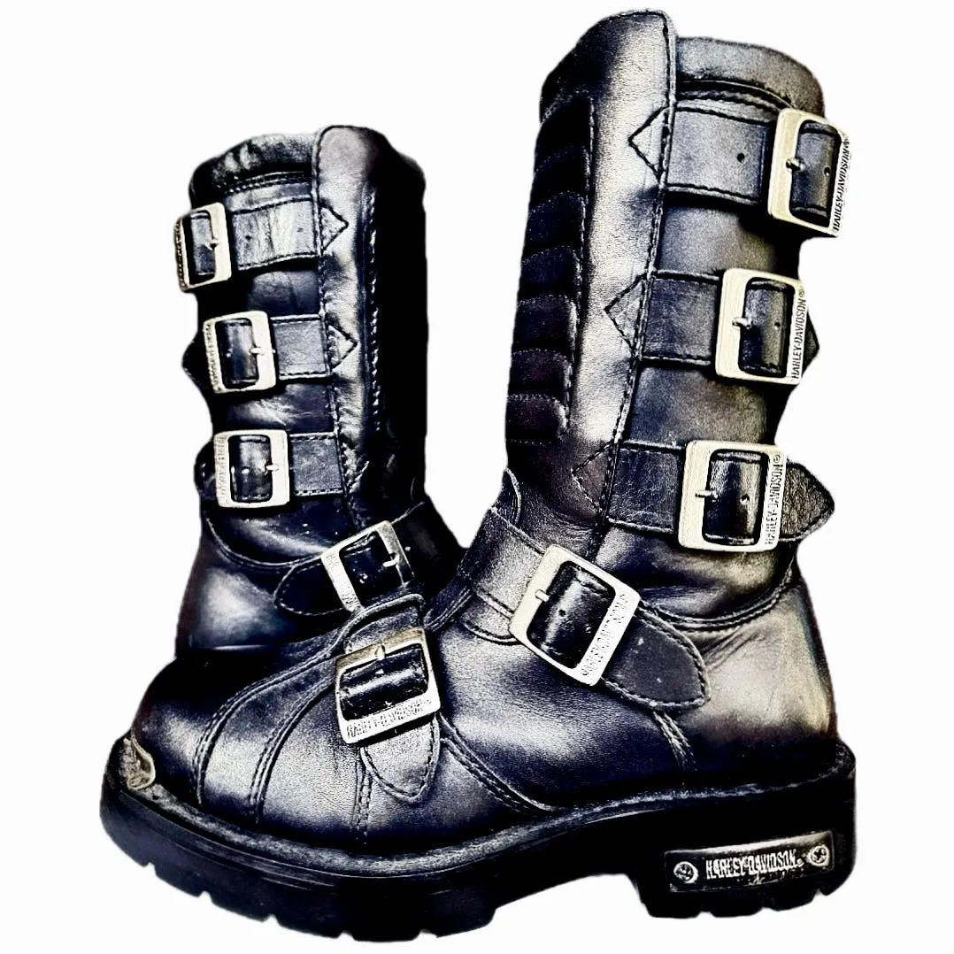 HARLEY-DAVIDSON Vintage Terminator Buckle Black Biker Motorcycle Boots