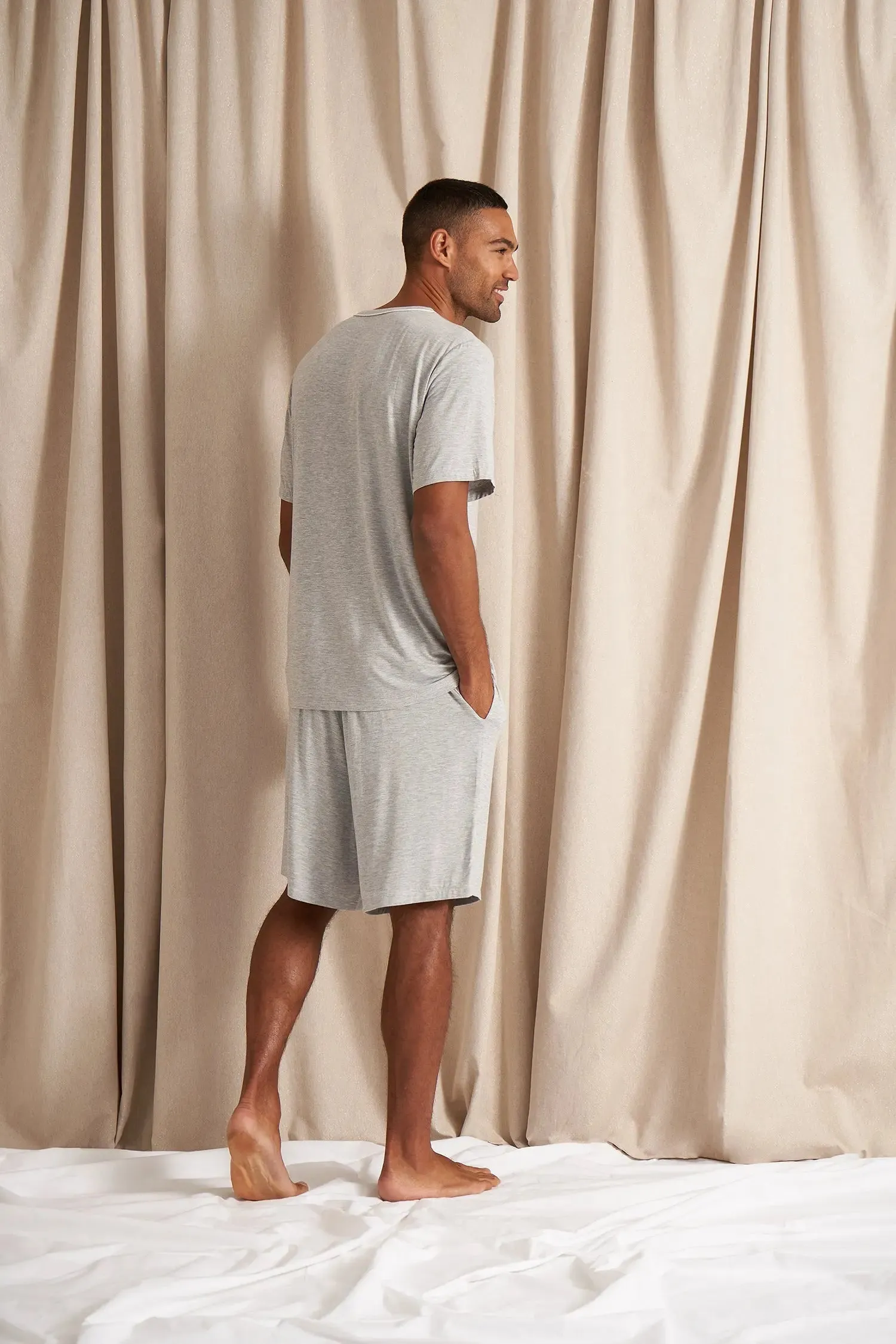 His and Hers Bamboo Short Pyjama Sets in Grey Marl