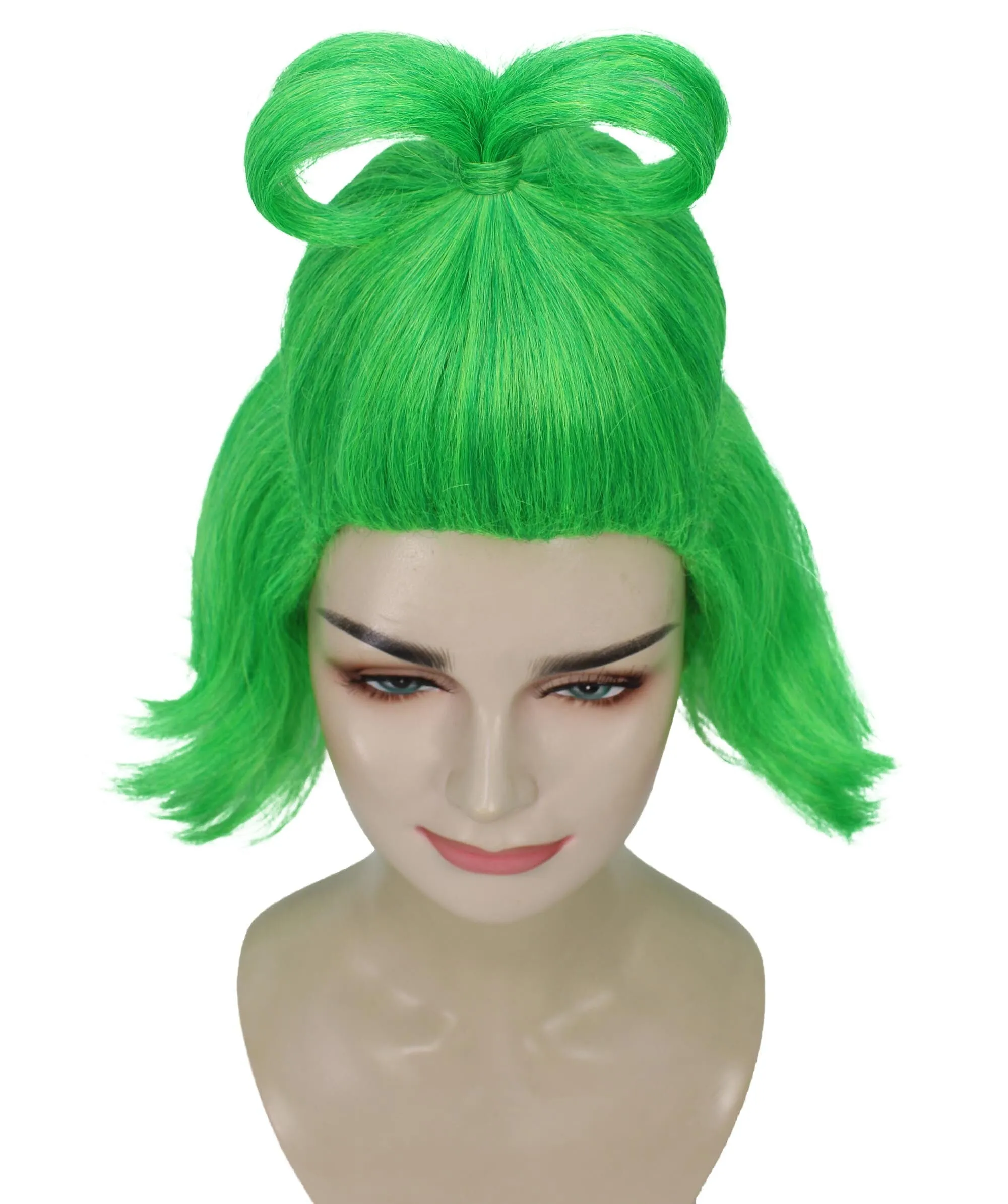 HPO Adult Women’s Green  Queen Grinch Wig  Breathable Capless Cap | Flame-Retardant Synthetic Fiber