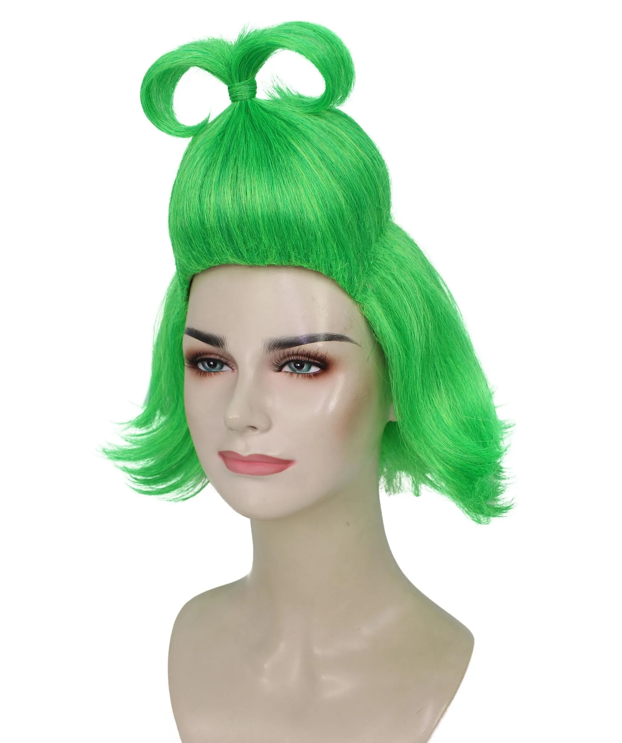 HPO Adult Women’s Green  Queen Grinch Wig  Breathable Capless Cap | Flame-Retardant Synthetic Fiber