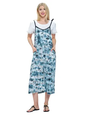 Jumpsuit Boho Overall Tie Dye Mushroom Print Midi