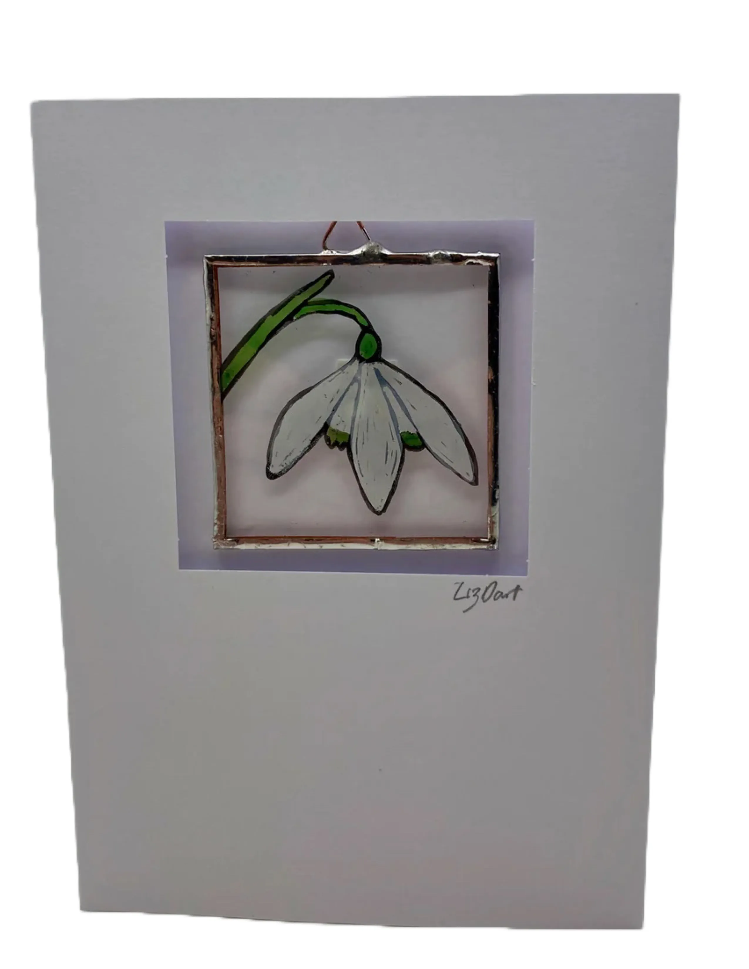 Liz Dart Stained Glass Snow drop stained glass greetings card (LD)