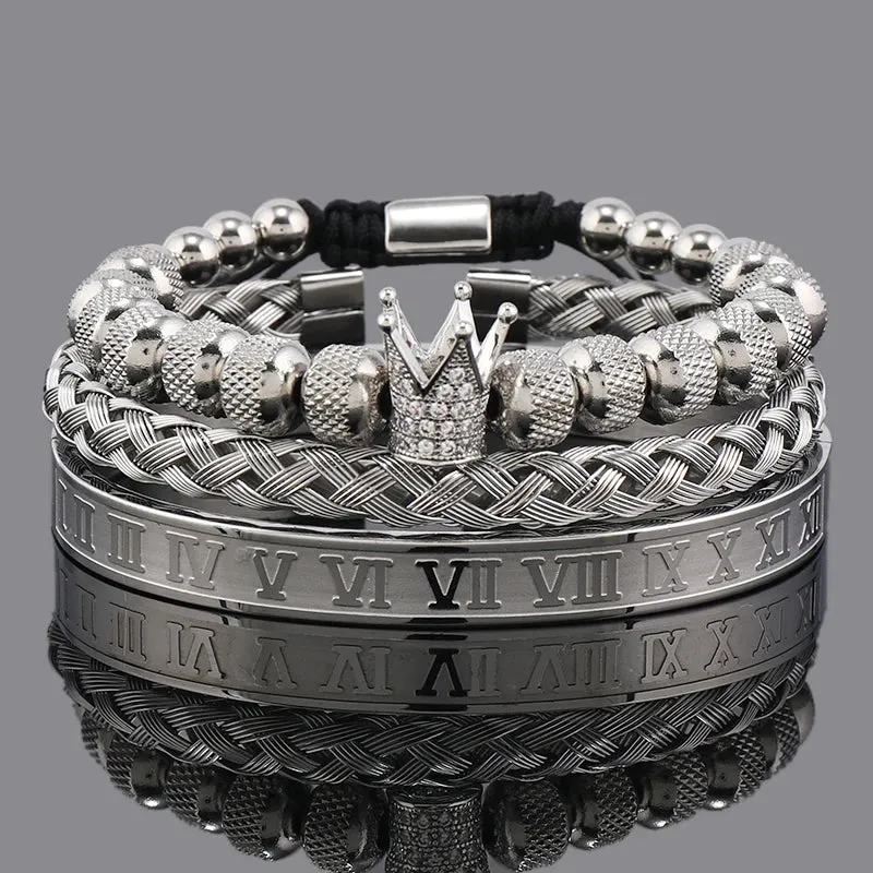 Luxury Crown Roman Stainless Steel Bracelet