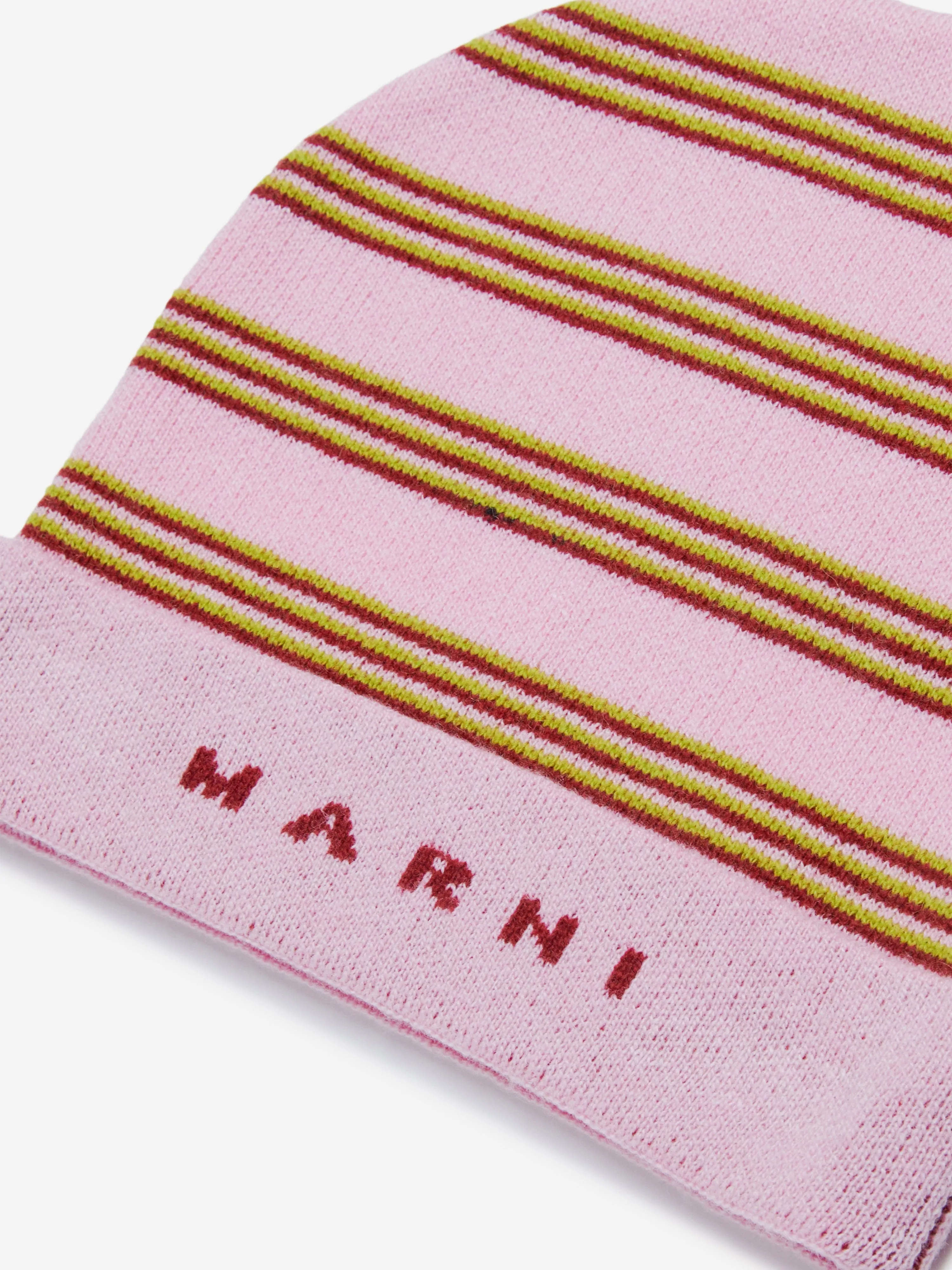 MARNI Kids Striped Beanie Hat in Pink