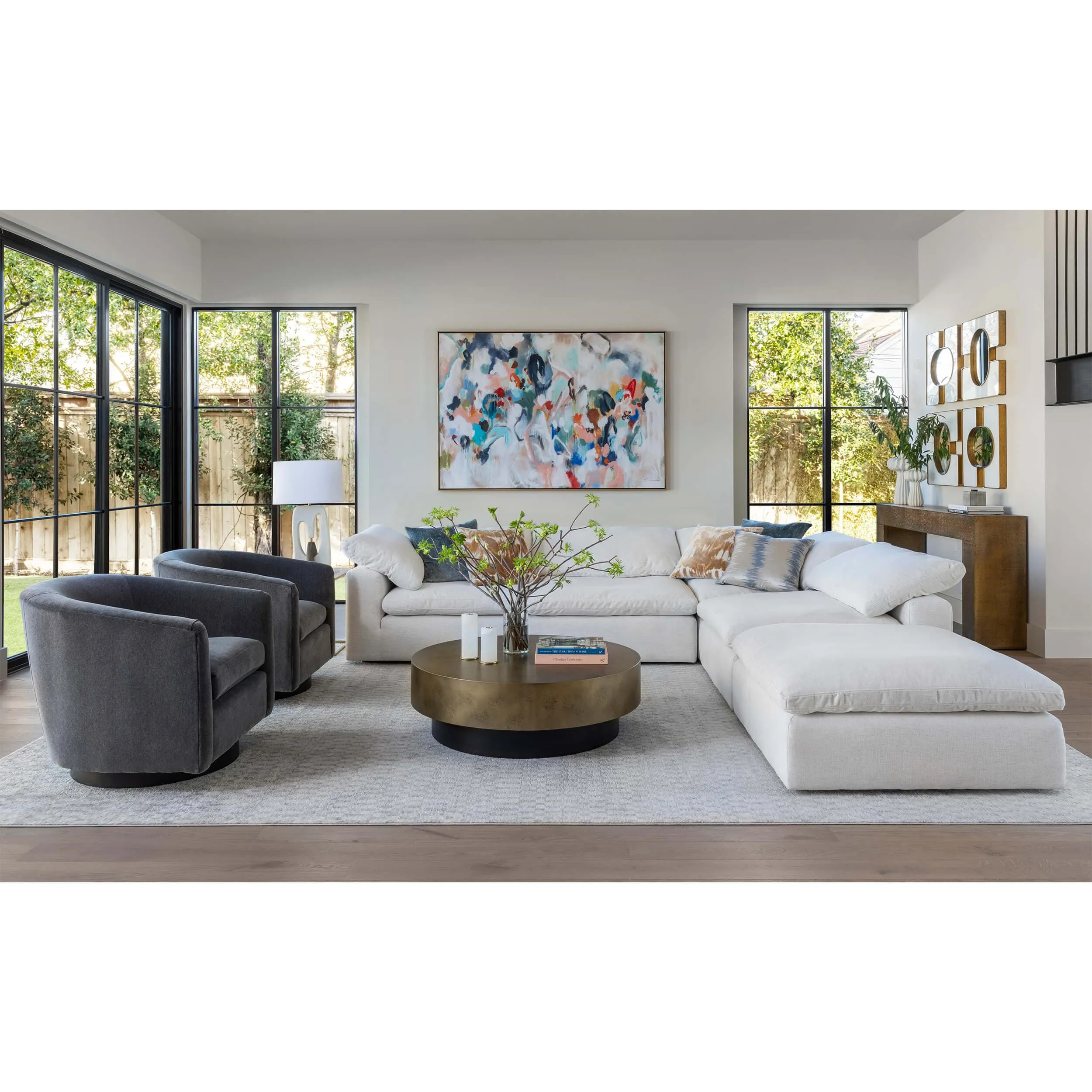 Mateo 5 Piece Modular Sectional w/Ottoman, Nomad Snow