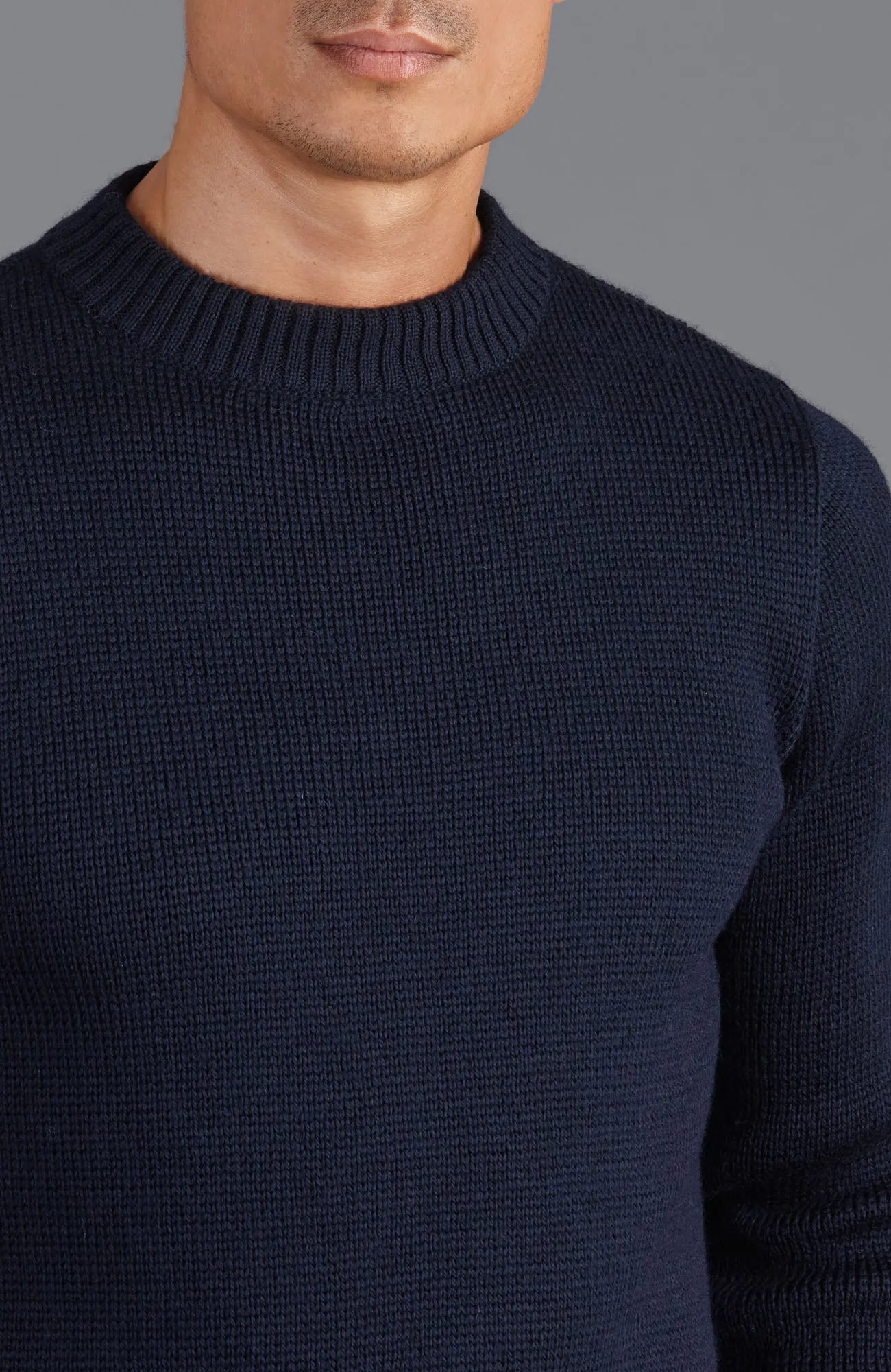 Mens Chunky Merino Wool Crew Neck Jumper