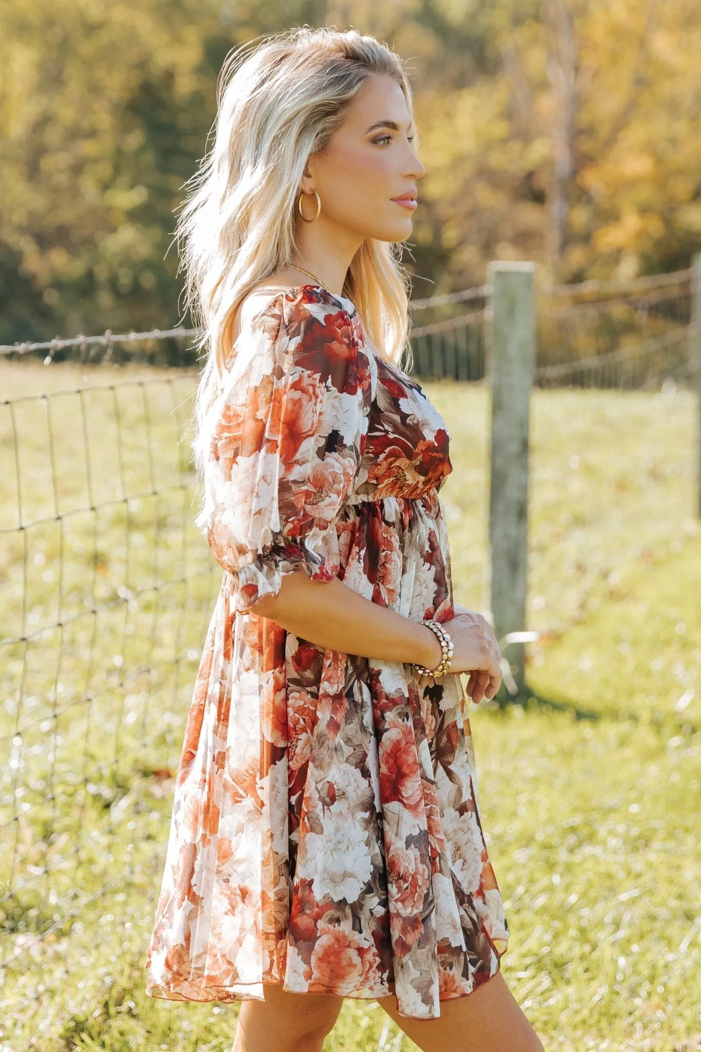 Multi Floral Print Sweetheart Mini Dress - FINAL SALE