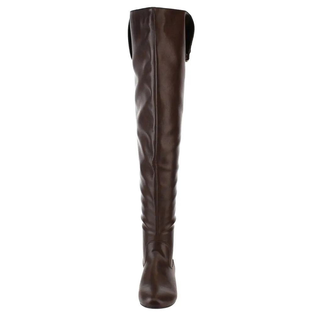 NATURE BREEZE FE61 Women Snap Cuff Over The Knee Flat Heel Boots