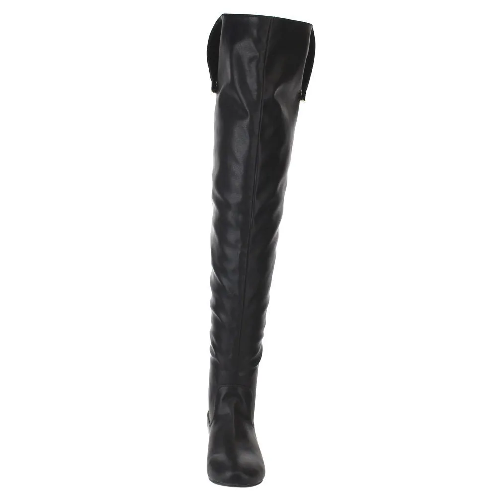 NATURE BREEZE FE61 Women Snap Cuff Over The Knee Flat Heel Boots