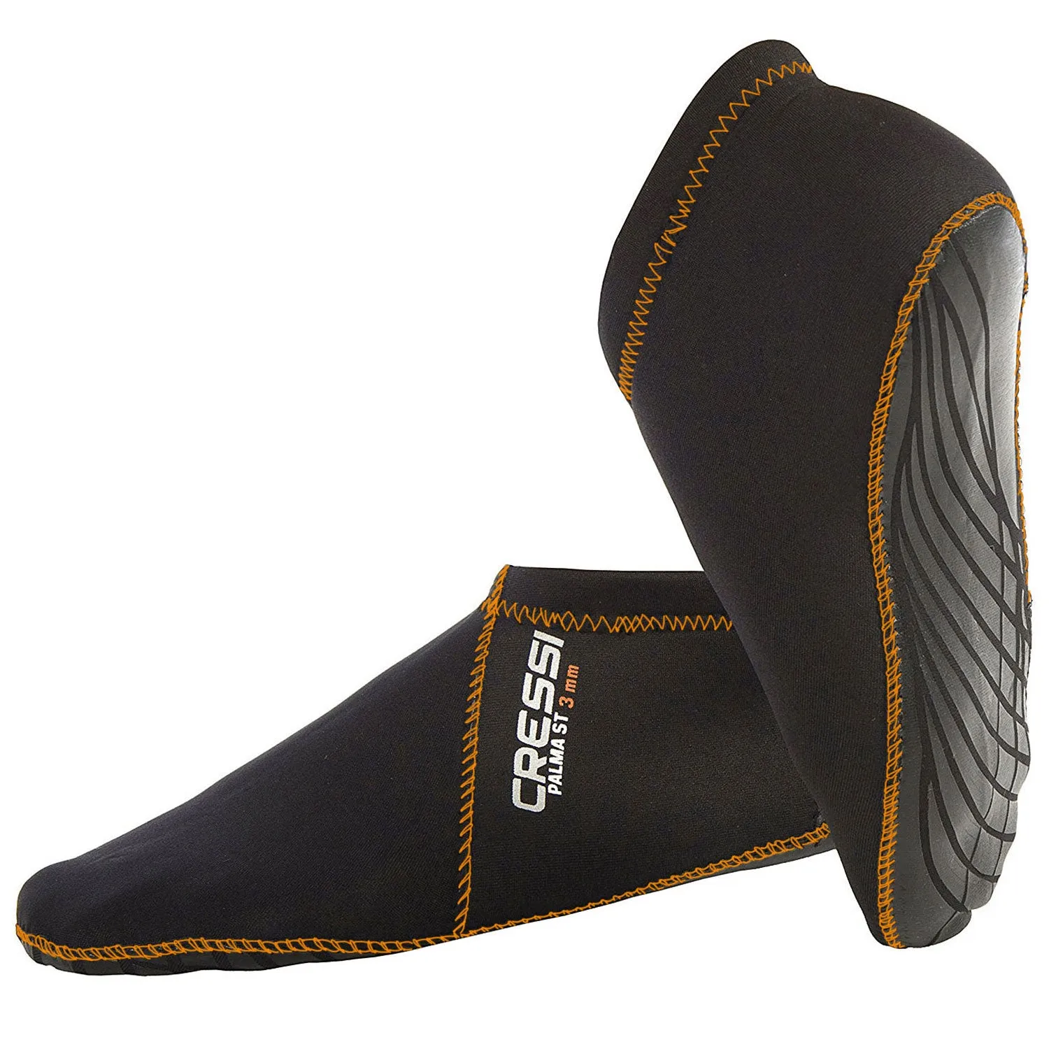 Open Box Cressi Palma ST 3mm Short Socks-Black / Orange-XSMSM