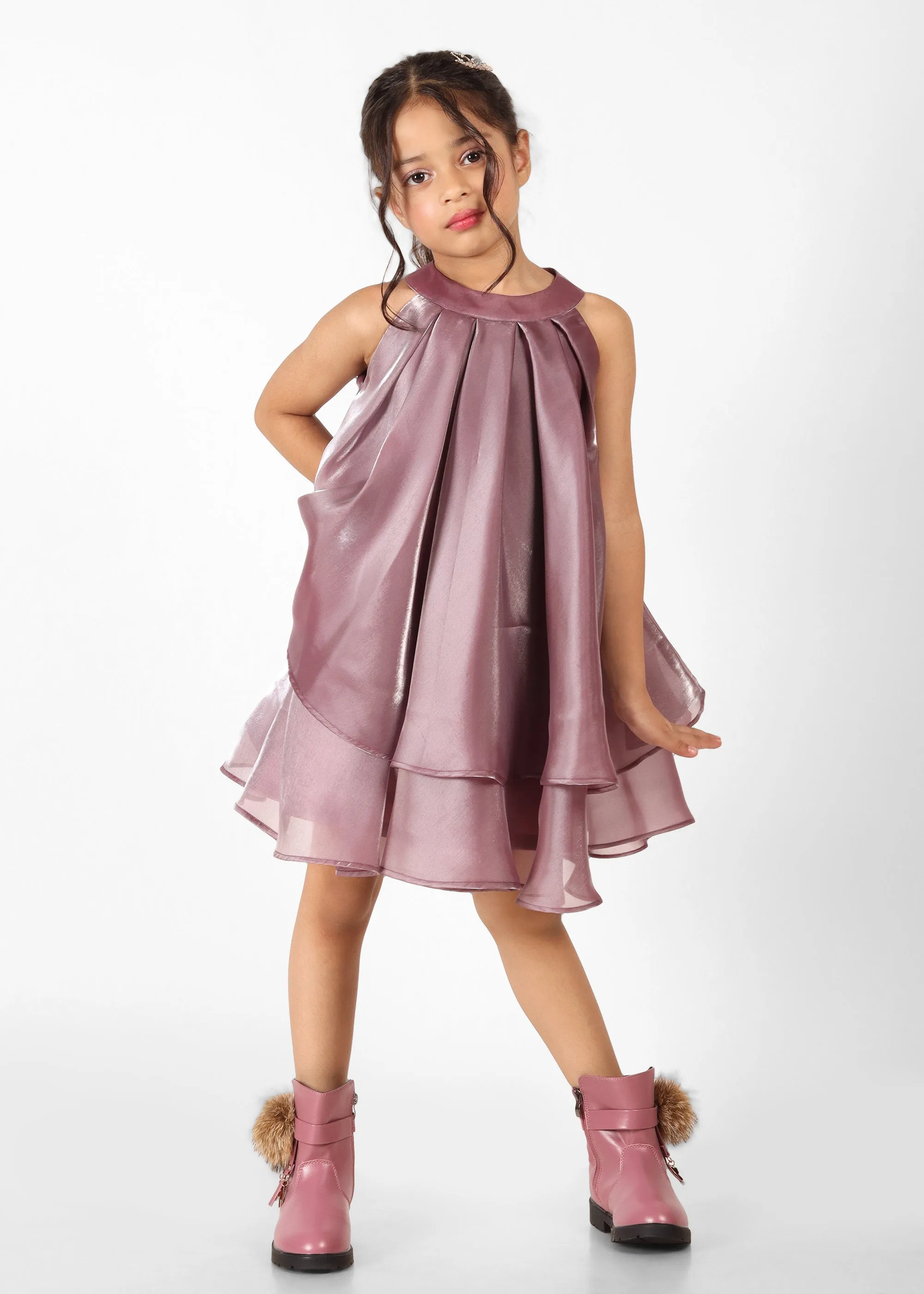 Orchid Glow Pleated Dress (Crafted with Jimmy Choo Fabric)