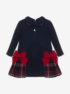 Patachou Baby Girls Jersey Bow Dress in Navy