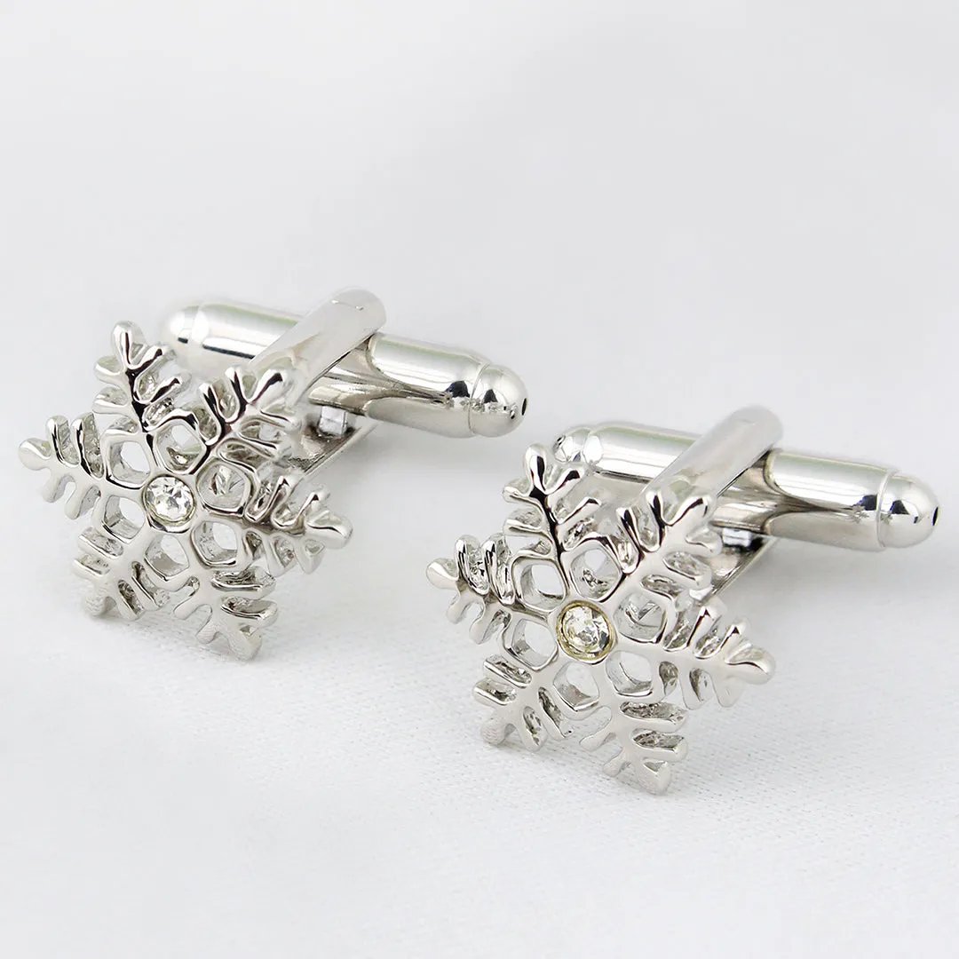 Peluche Snow Flake Cufflink and Lapel Pin Set