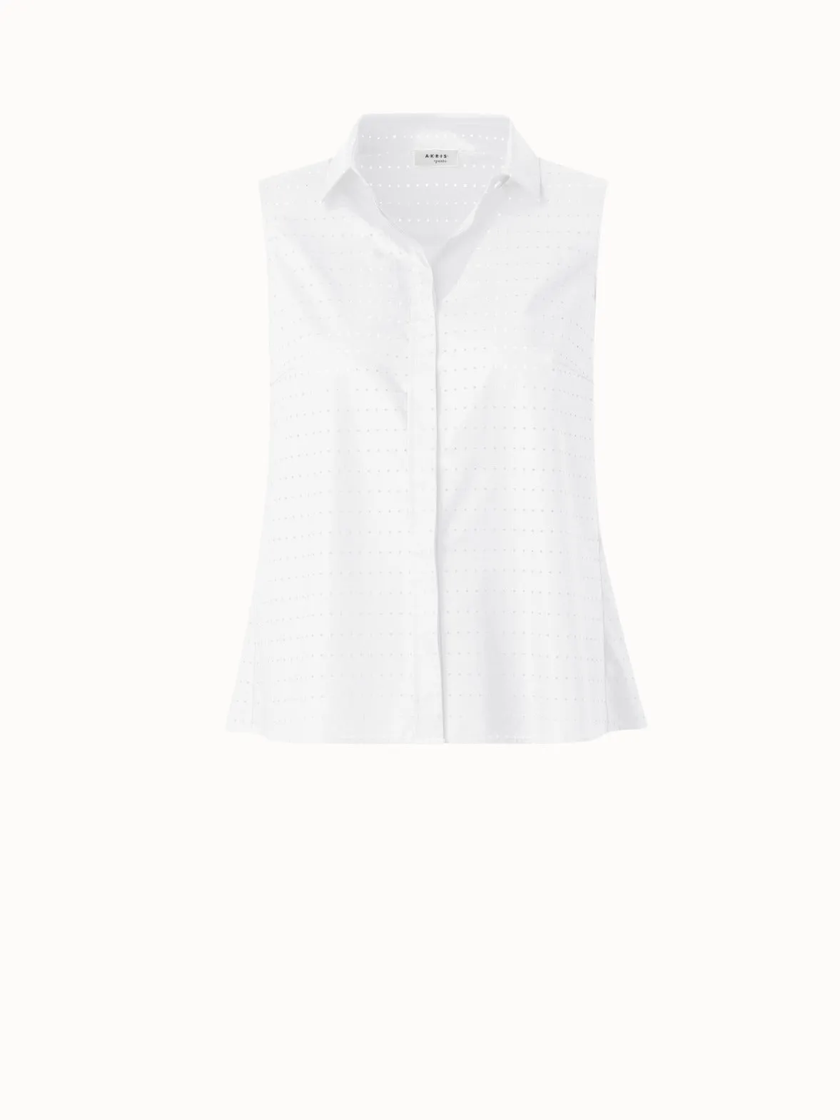 Perforated Pin Dot Cotton Poplin Blouse