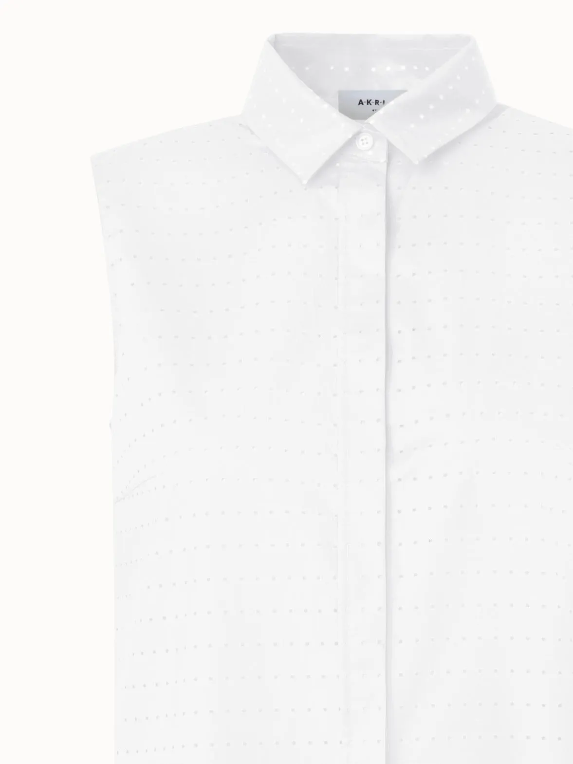 Perforated Pin Dot Cotton Poplin Blouse