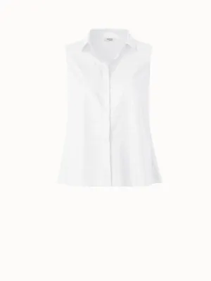 Perforated Pin Dot Cotton Poplin Blouse