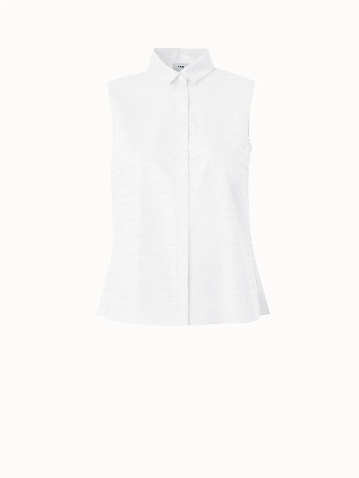 Perforated Pin Dot Cotton Poplin Blouse