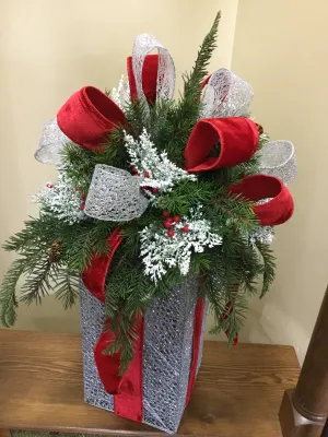 "Snow Pine and Berries" Lighted Christmas Holiday Box