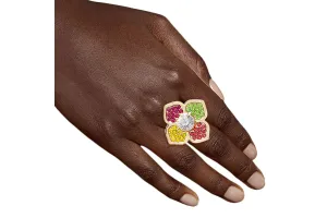 Rainbow Elegance: Flower Ring