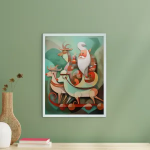 Reindeer Flight: Premium Abstract Wall Art by Sowpeace – Handcrafted Indian-Inspired Canvas for Festive and Elegant Home Interiors