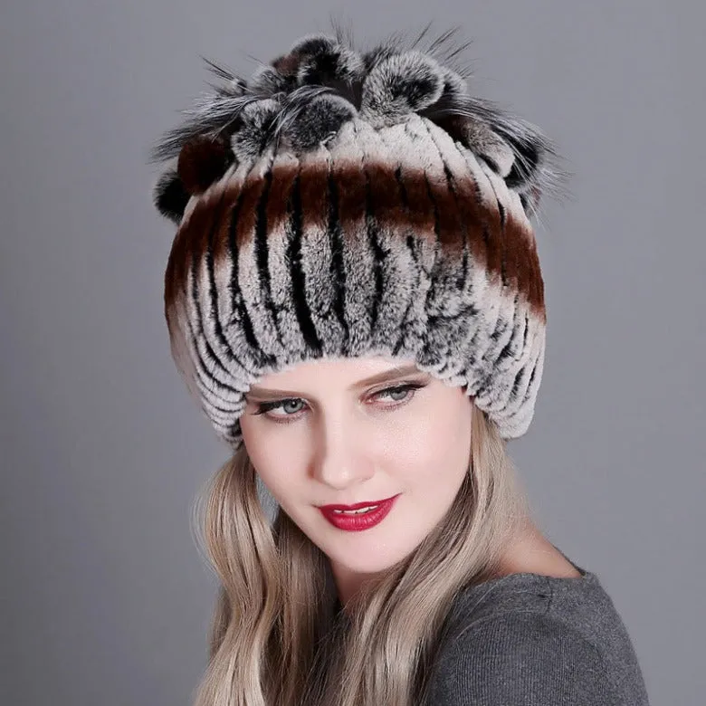 Rex rabbit fur hat warm thickening autumn and winter warm female colorful knitted hat