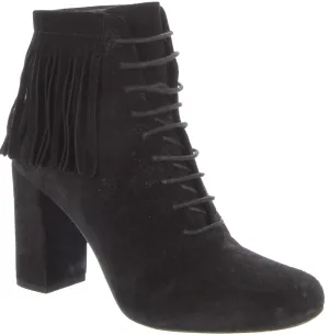 Saint Laurent. Black Fringe Trim Accent Boots SZ 7.5