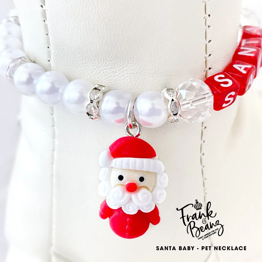 Santa Baby Pet Necklace for Dogs Personalized Pearl Cat Collar Necklace Pet Jewelry