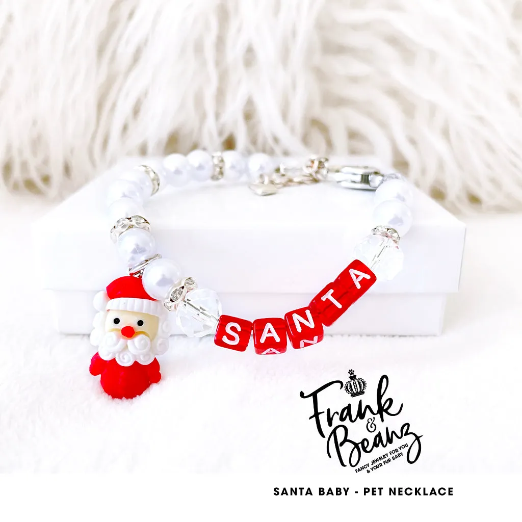 Santa Baby Pet Necklace for Dogs Personalized Pearl Cat Collar Necklace Pet Jewelry