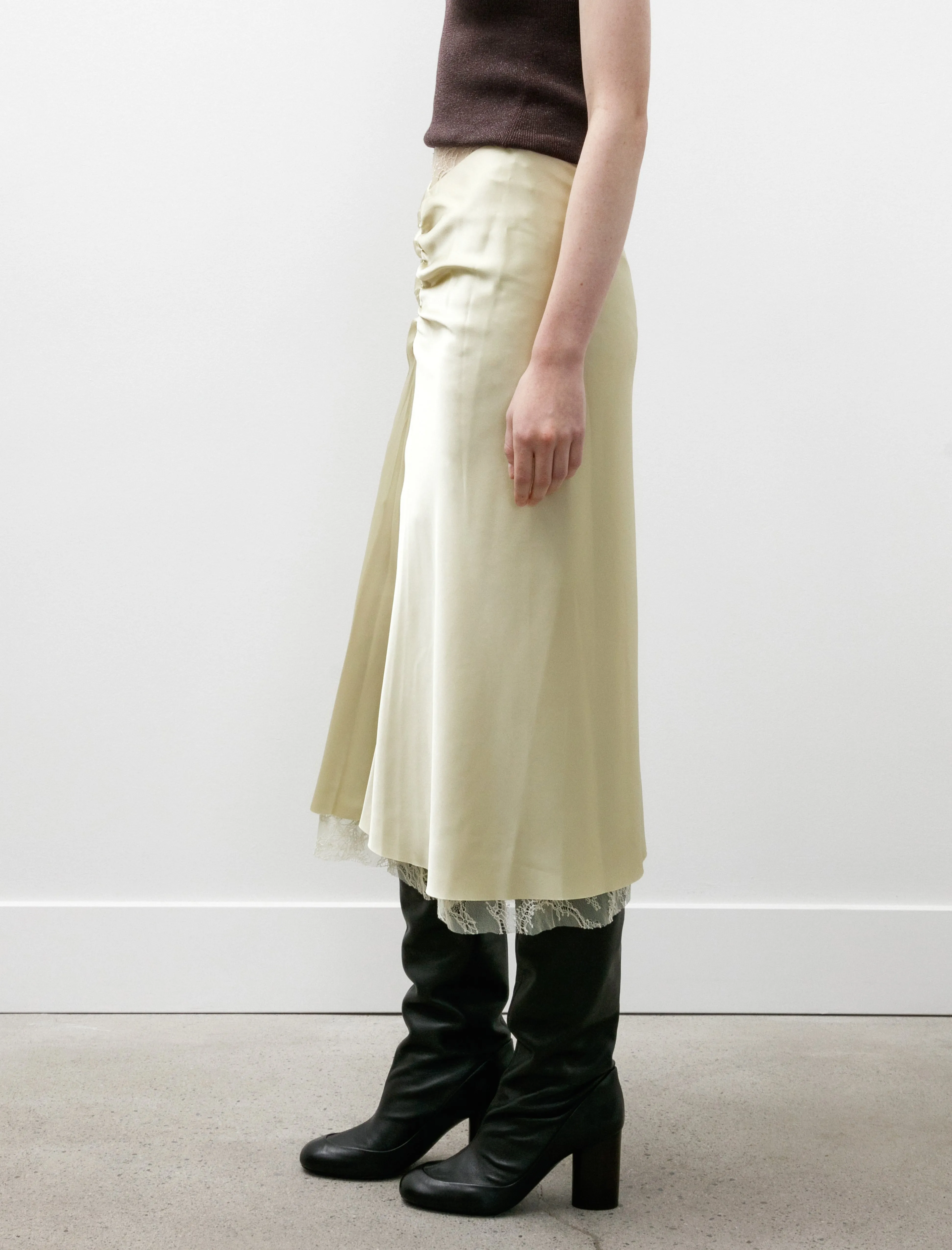 Satin Midi Skirt Vanilla Yellow