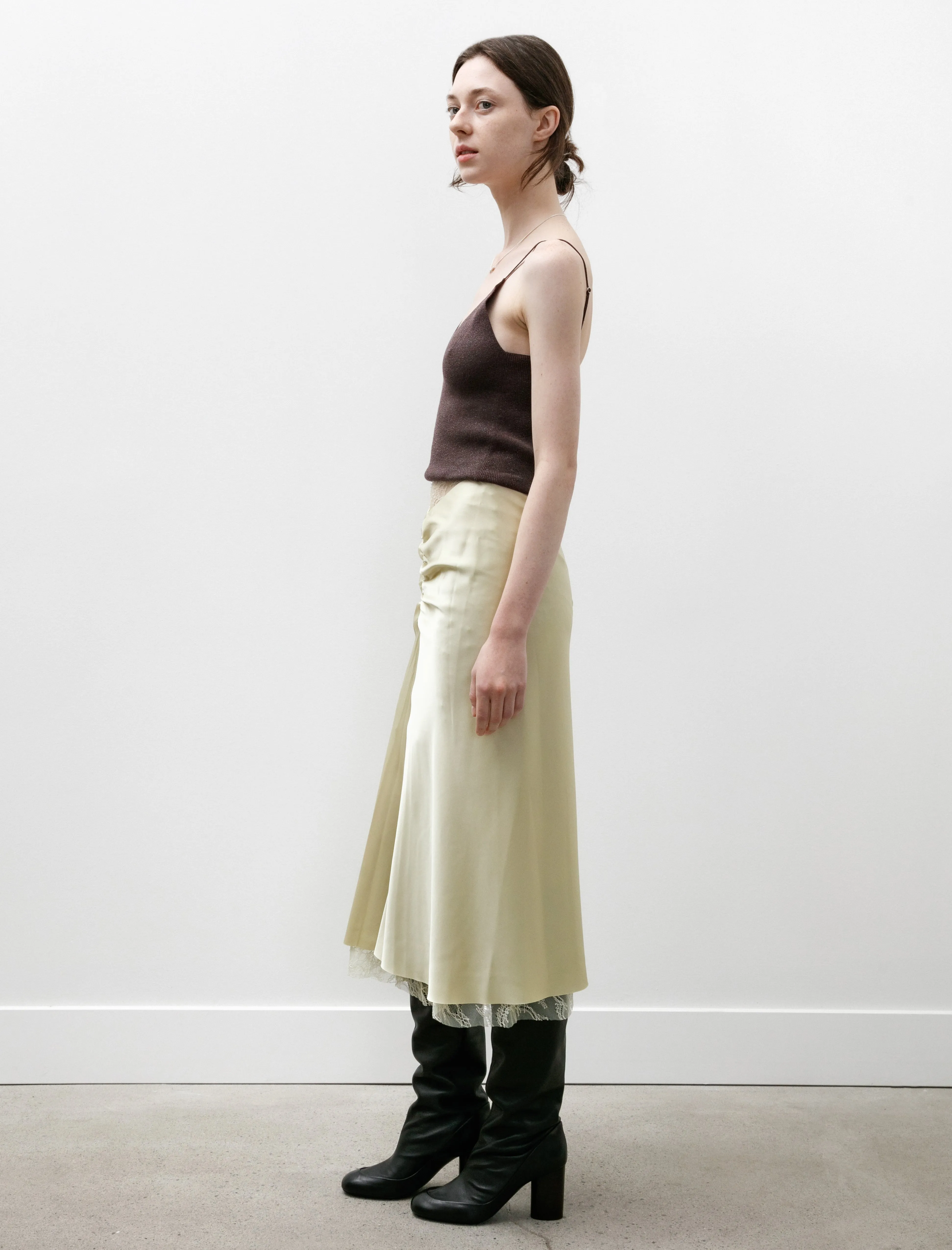 Satin Midi Skirt Vanilla Yellow