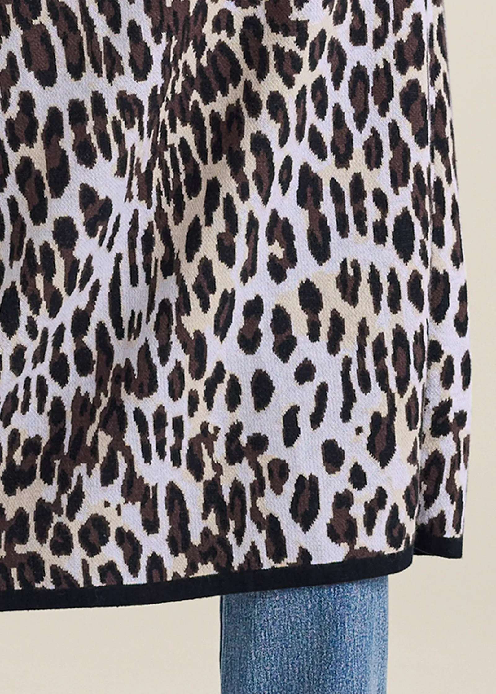 Snow Leopard Print Duster - White Multi