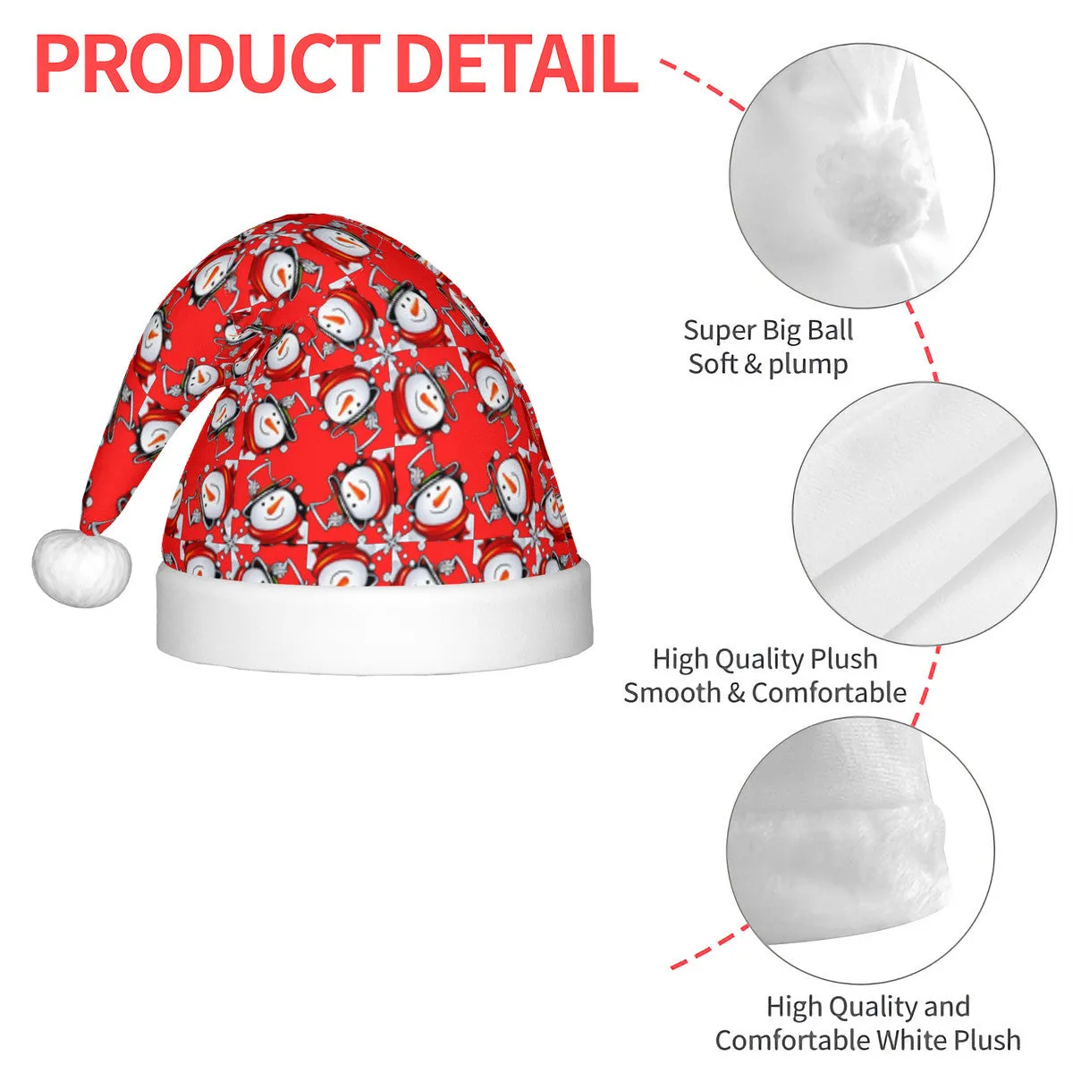 Snow Man's Delight Adult Glowing Plush Christmas Hat