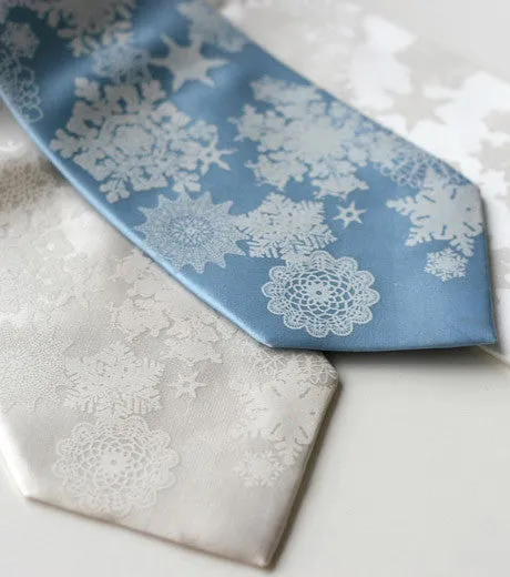 Snowflakes Necktie, Snow print men's tie