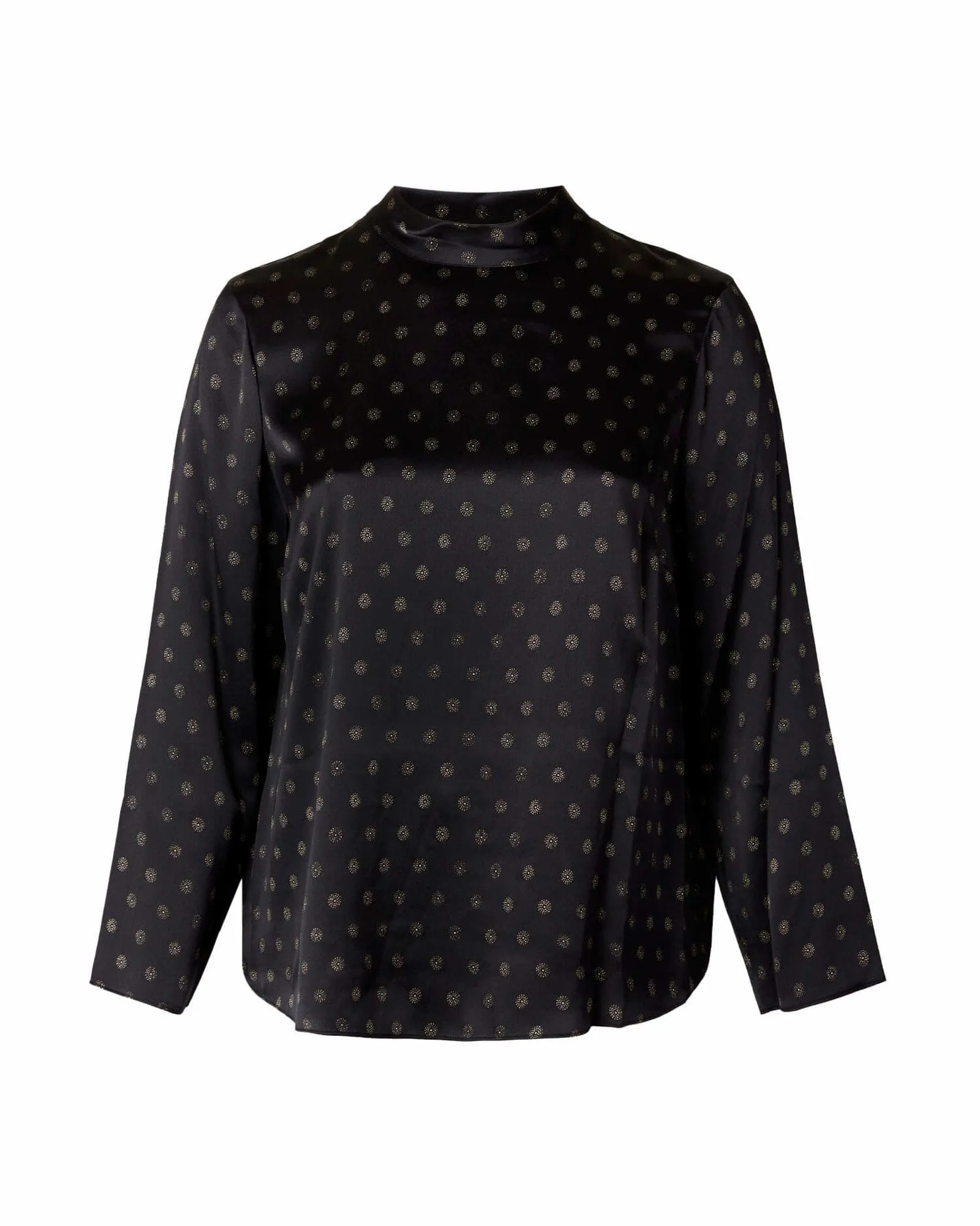 Sun Dot Mock Neck Blouse | Black