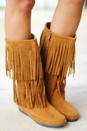 Tan Fringe Boots