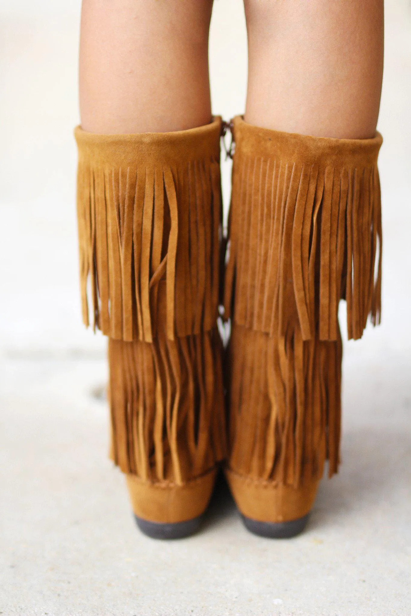 Tan Fringe Boots