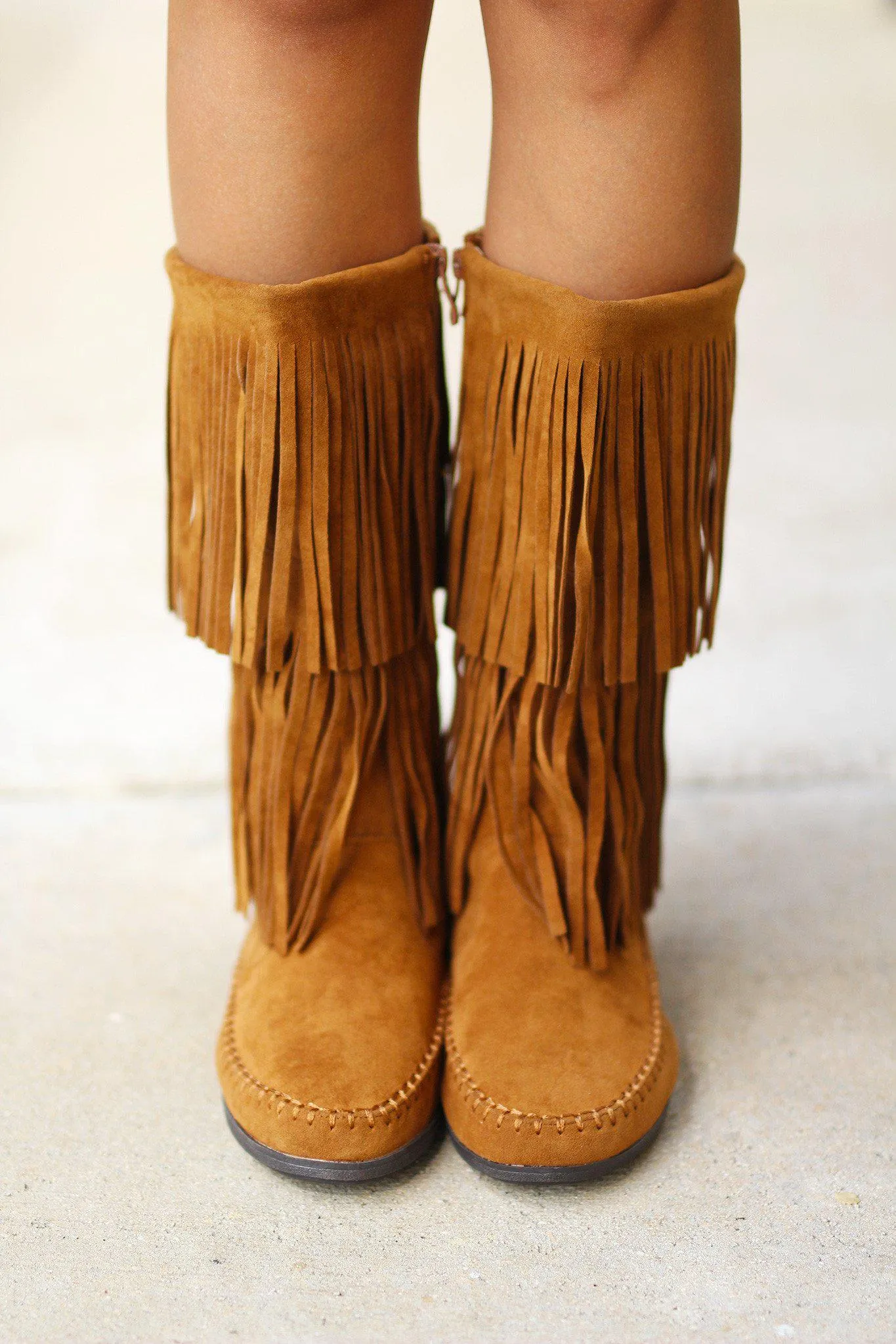 Tan Fringe Boots