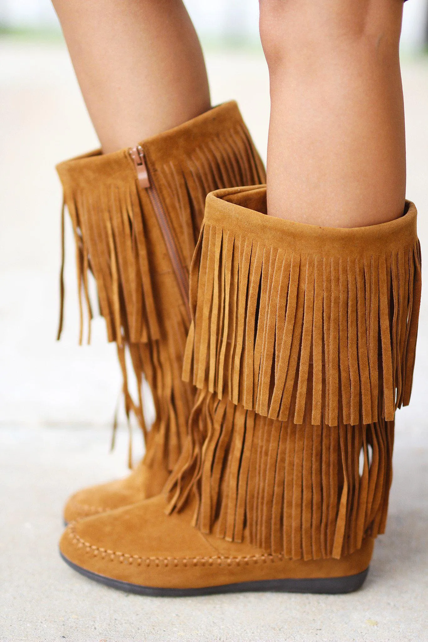 Tan Fringe Boots