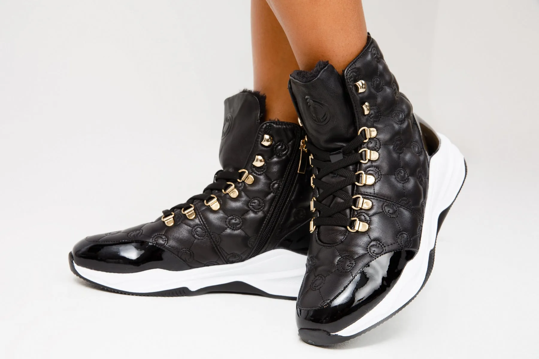 The Cambridge Black Quilted Leather Ankle Women Boot