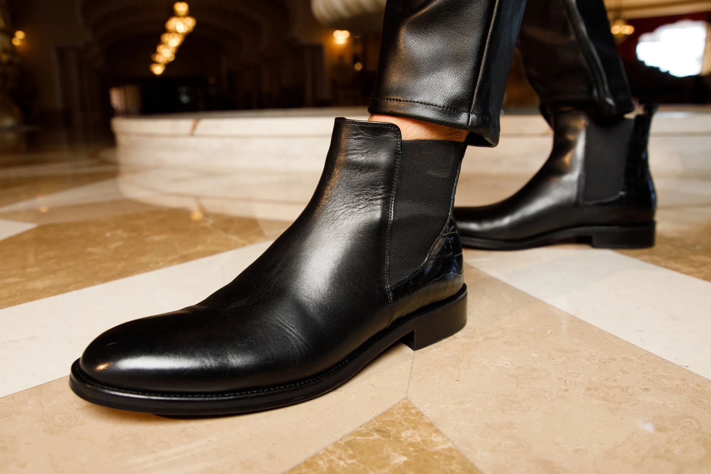 The Manby Black Leather Chelsea Men Boot