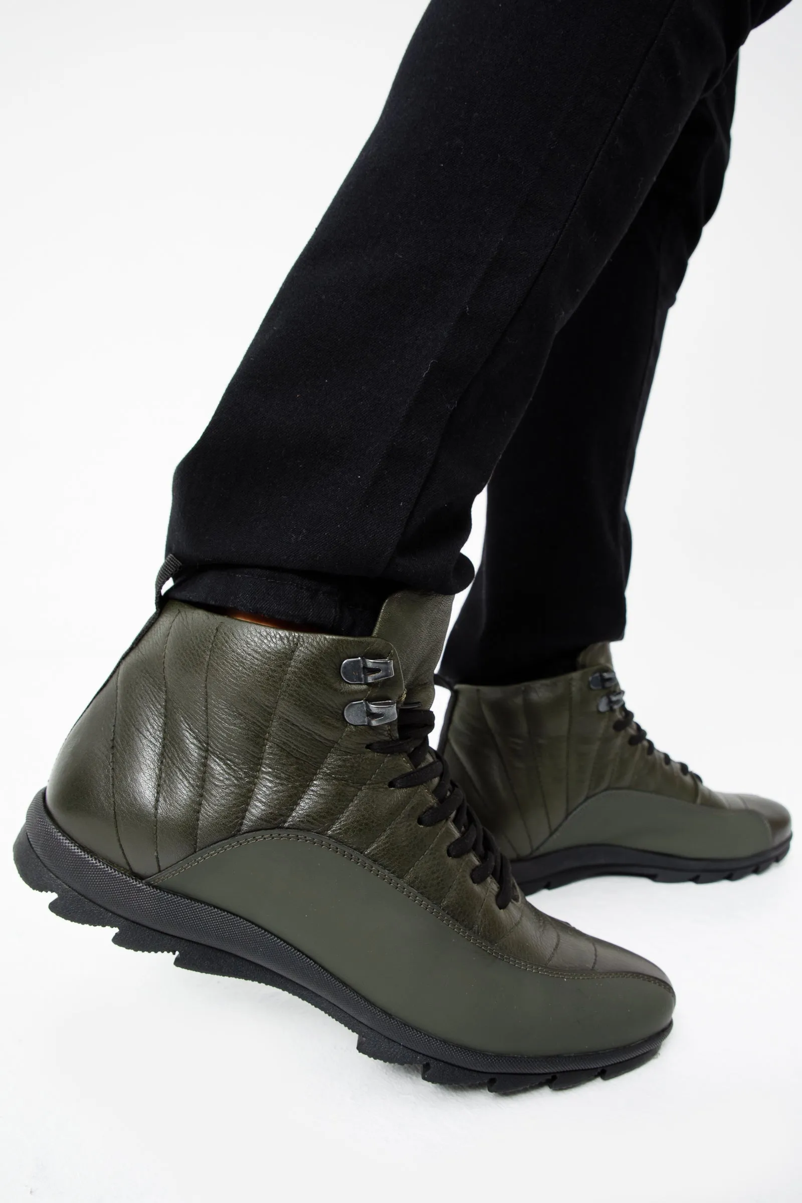 The Merter Green Leather Casual Lace-Up Men Boot