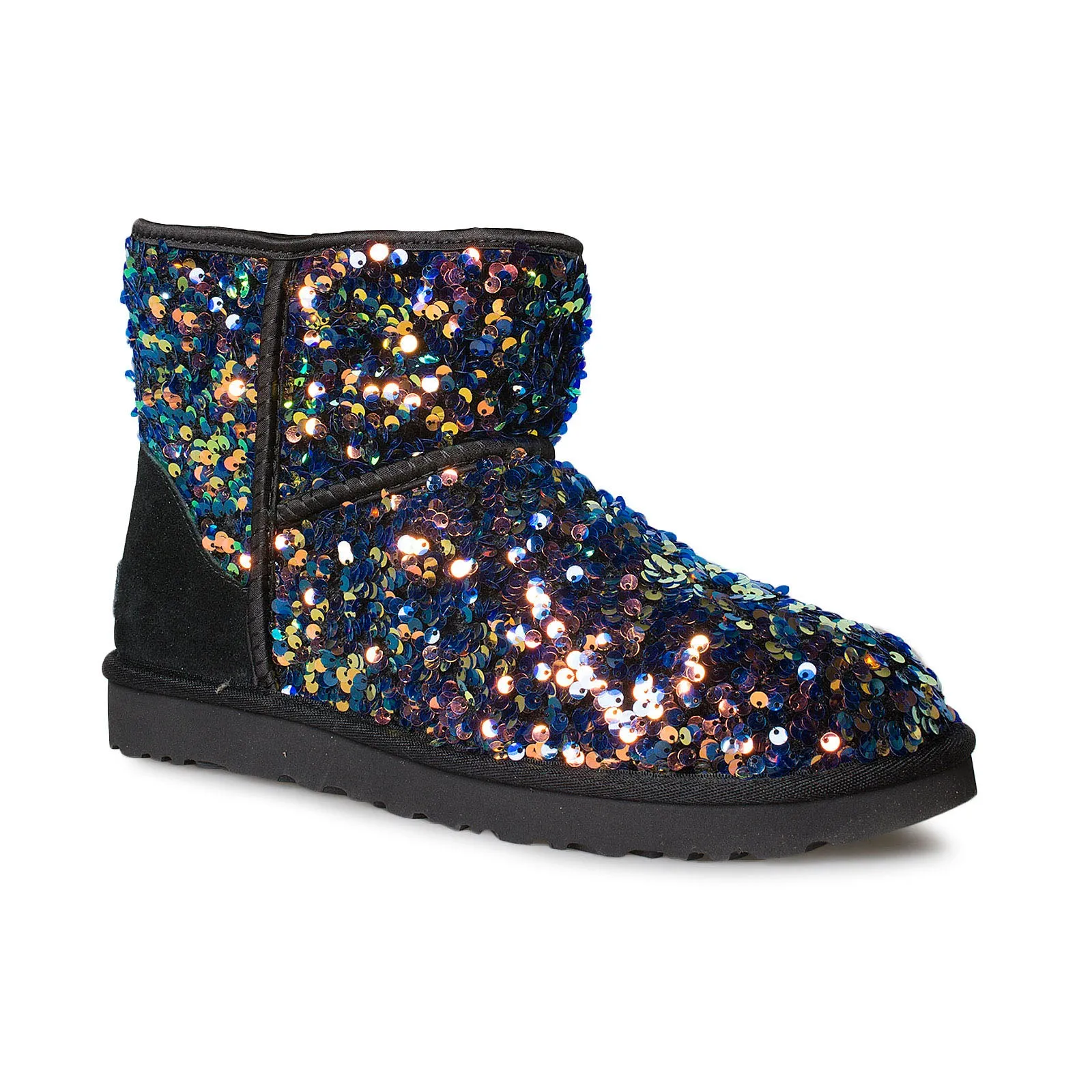 UGG Classic Mini Stellar Sequin Black Boots - Women's